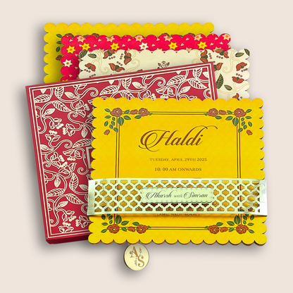 Maroon Premium Floral Luxury Invitation Box - KNLW202557