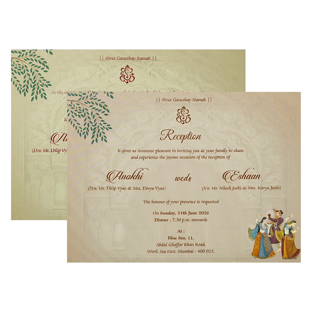 Gold Traditional Laser Cut Padded Wedding Card-KJTS3688