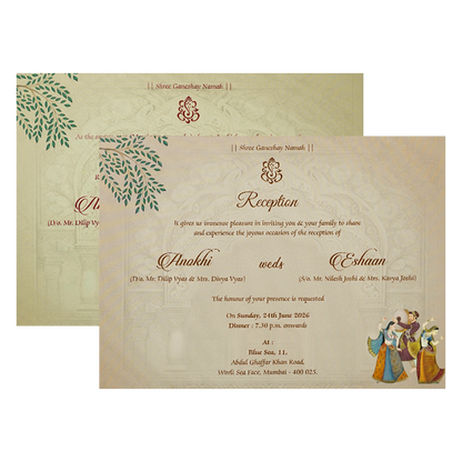 Gold Traditional Laser Cut Padded Wedding Card-KJTS3688