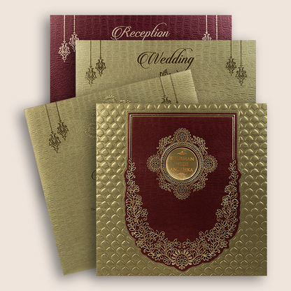 Gold Floral Embossed Wedding Invitation - KRB10131