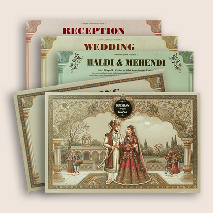 Sandal Floral Bride Groom Padded Wedding Invitation - KSH18090