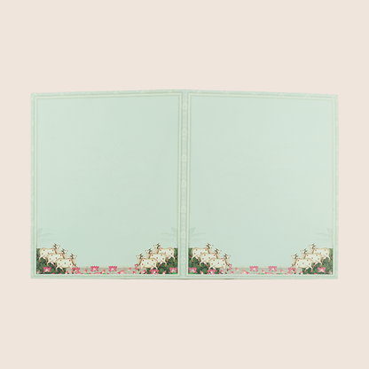 Green Lord Ganesha Temple Floral Wedding Card - KNKJ1163