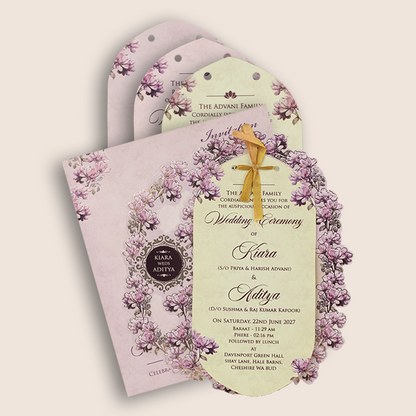 Lavender Floral Laser Cut Marriage Card - KFR17230