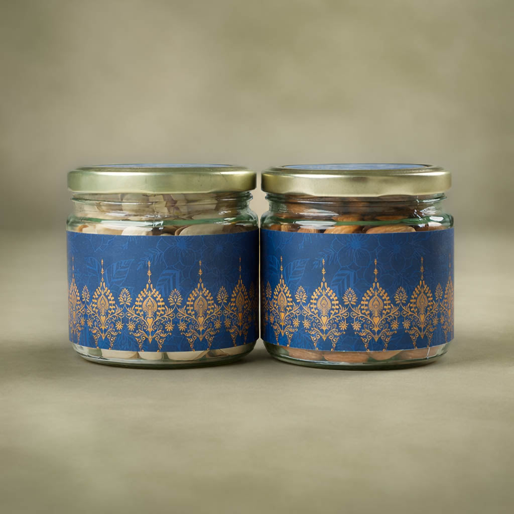 Blue Gold Floral Luxury Invitation Box-KNWD1116