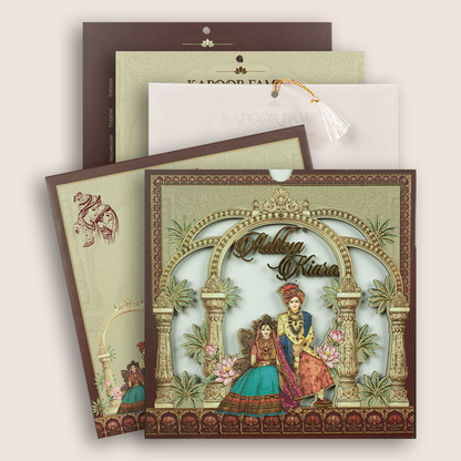 Brown Bride Groom Laser Cut Invitation Card - KFR17100