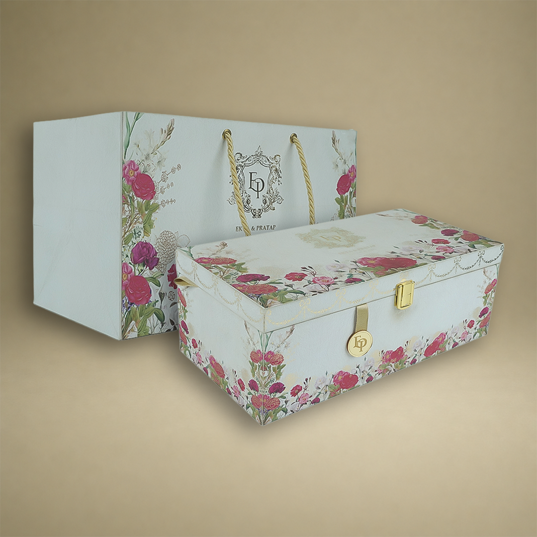 White Premium Rose Floral Luxury Invitation Box - KNLW202536