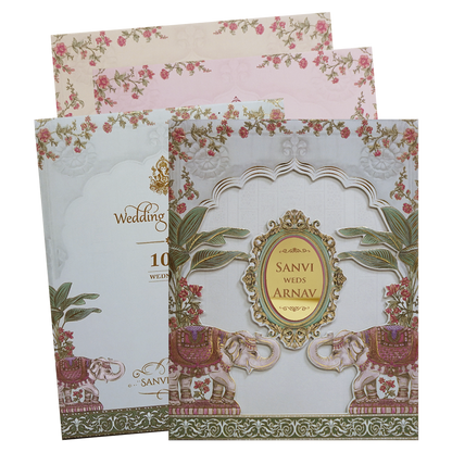 Mint Green Padded Elephant Wedding Card- KVN07720