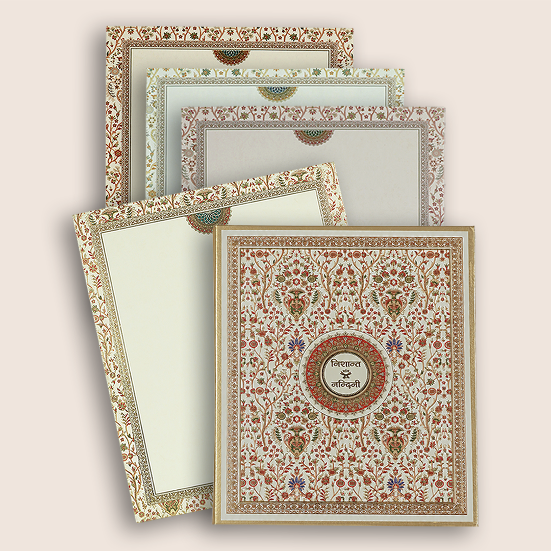 White Padded Floral Pattern Wedding Card - KAA05850