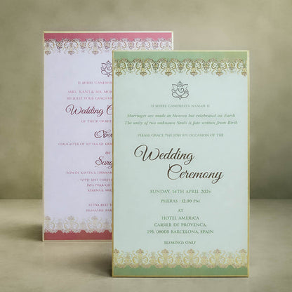 Green Emblem Wedding Invitation Box-KMMEX8390