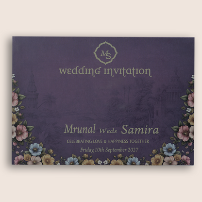Purple Door Style Floral Wedding Card - KVN07860