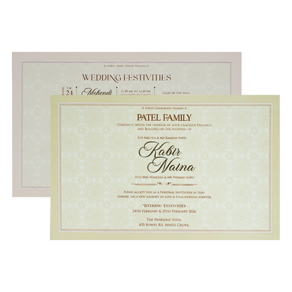 White Palace Arch Padded Wedding Card-KRE28060