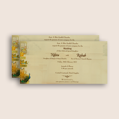 Cream Embossed Royal Bride Groom Wedding Invitation - KPR06510