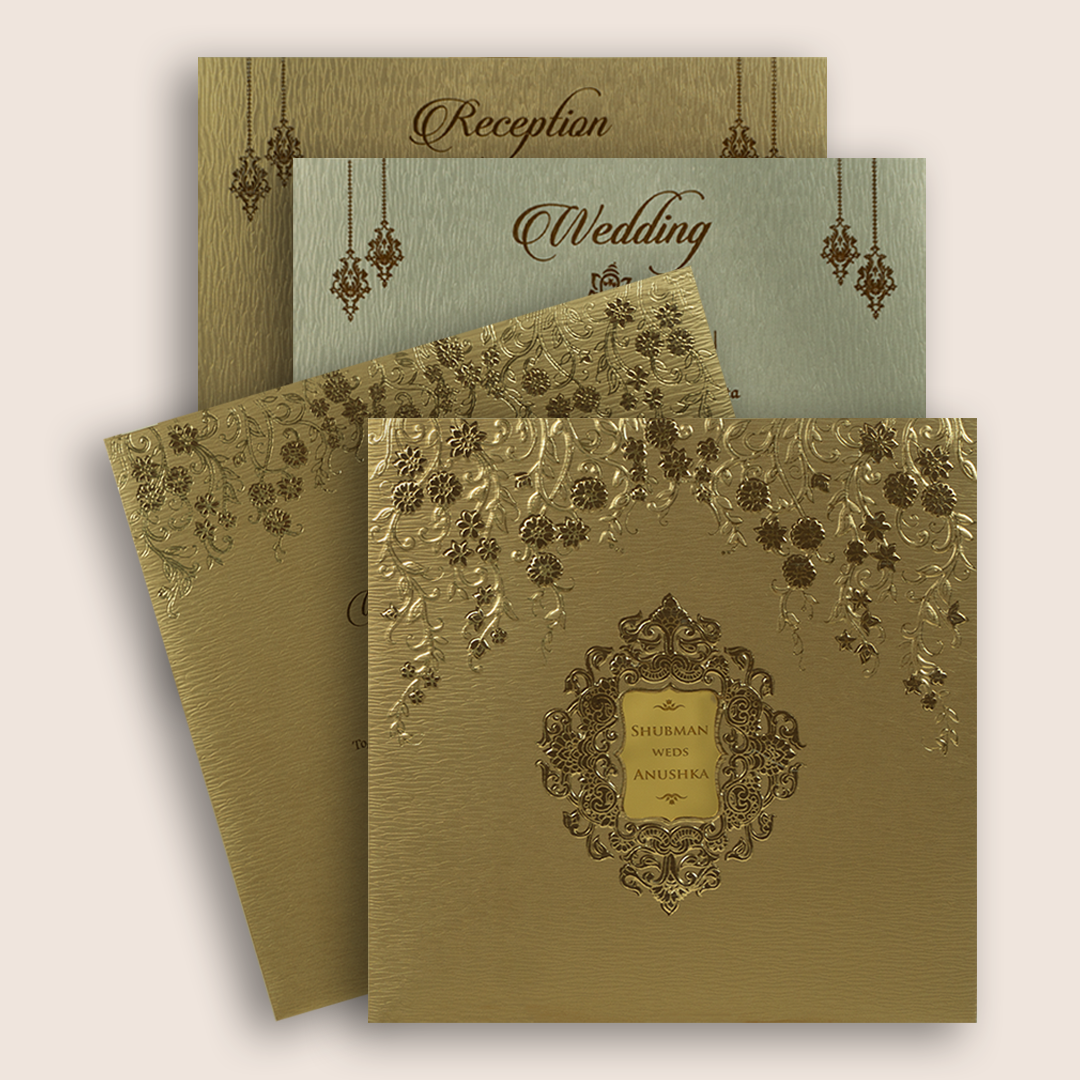 Gold Embossed Floral Wedding Invitation - KRB10121