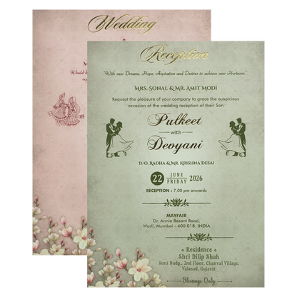Buy Grey Floral Padded Wedding Card