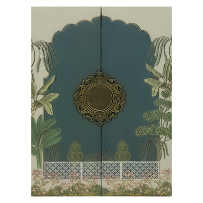 Blue Pastel Garden Padded Wedding Card-KJTS3676