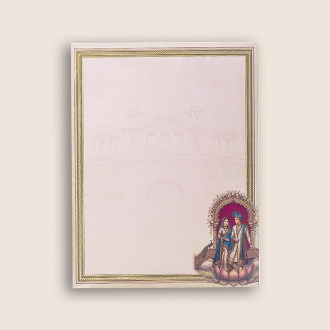 Cream Bride Groom Laser Cut Padded Wedding Card - KAA05910