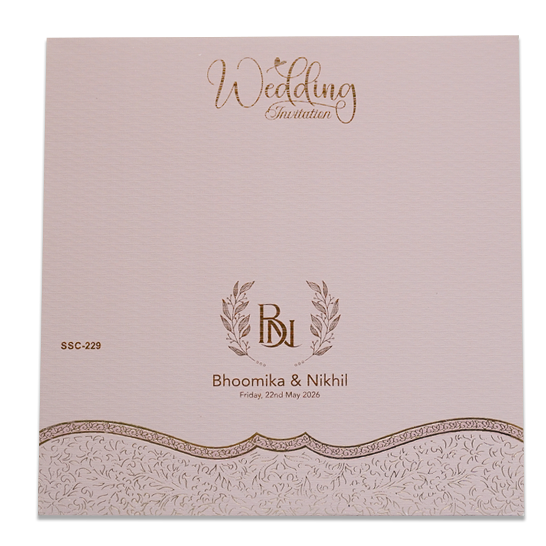 Pink Floral Embossed Padded Wedding Card - KSSC2290
