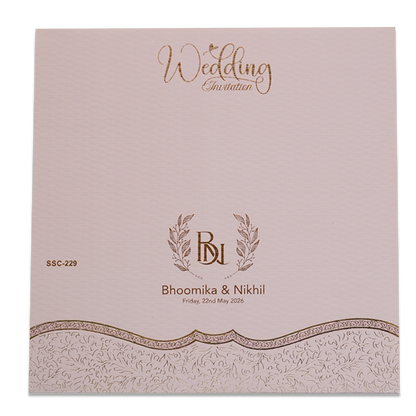Pink Floral Embossed Padded Wedding Card - KSSC2290