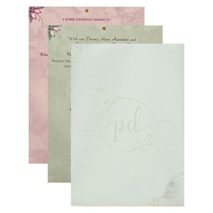 Purple Pink Floral Laser-Cut Wedding Card-KJTS1716