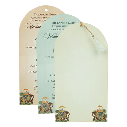 Mint Green Palace Elephant Laser Cut Wedding Card - KFR15130
