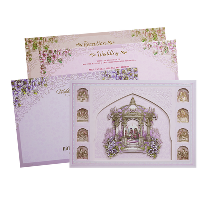 Check out lavendar &amp; Gold 3D Hindu Wedding Ceremony Invitation Card at best price. ?WhatsApp Support ?Express Delivery.