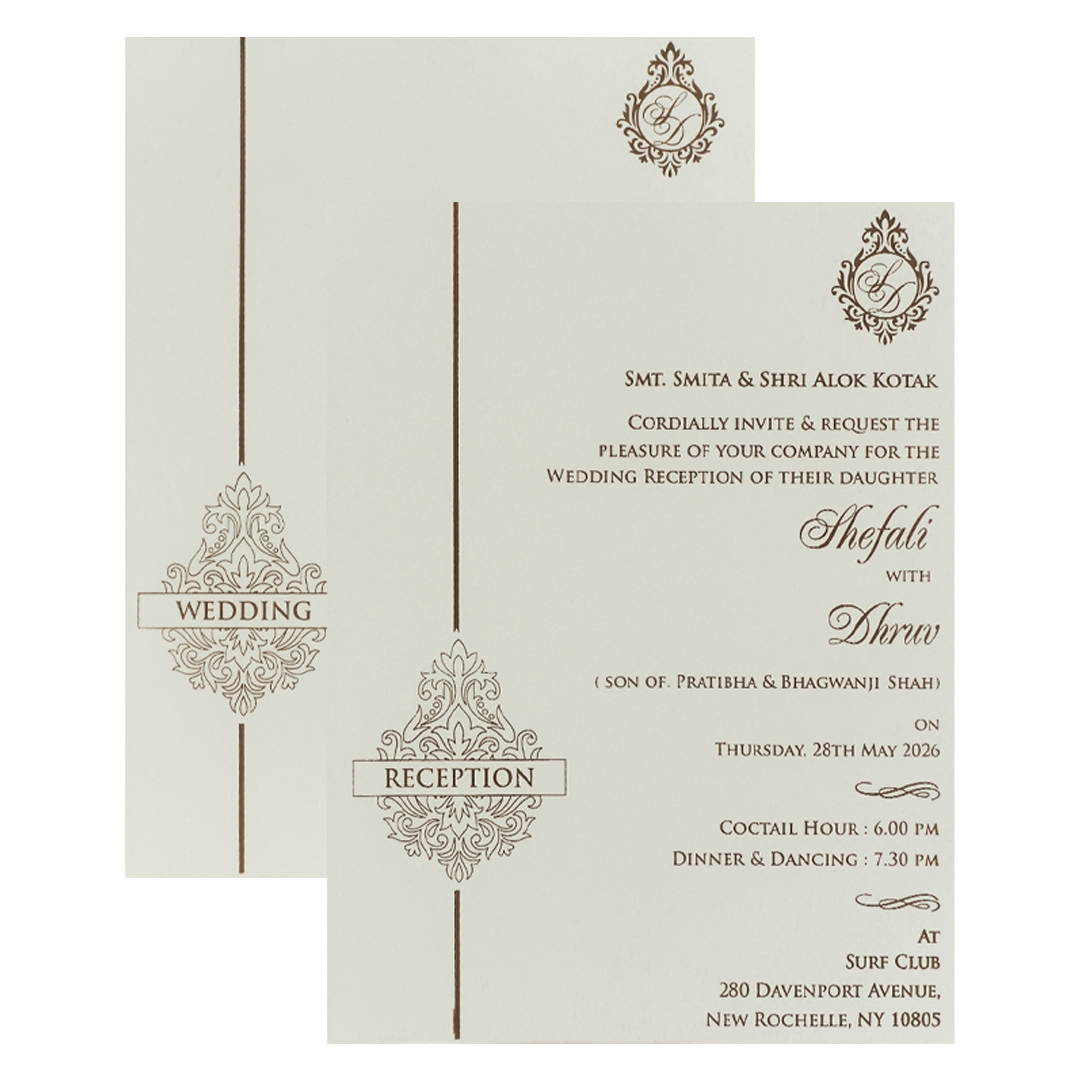 White Ganesha Embossed Padded Wedding card-KRE28110