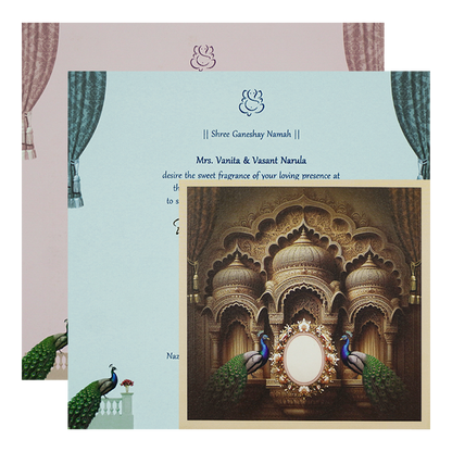 Brown Padded Royal Palace Wedding Card-KRC31200