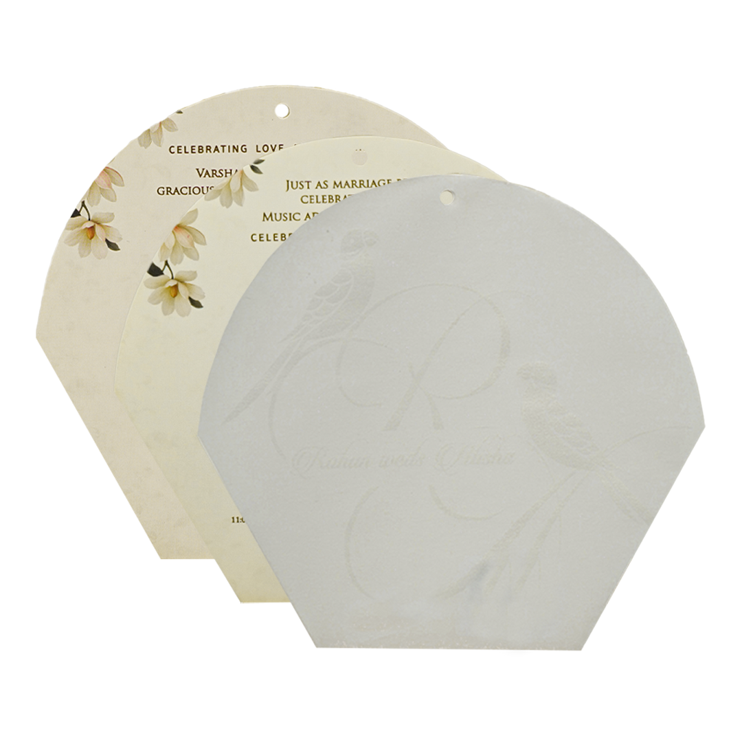 Ivory Cream Floral Laser-cut Wedding Card - KFR16180