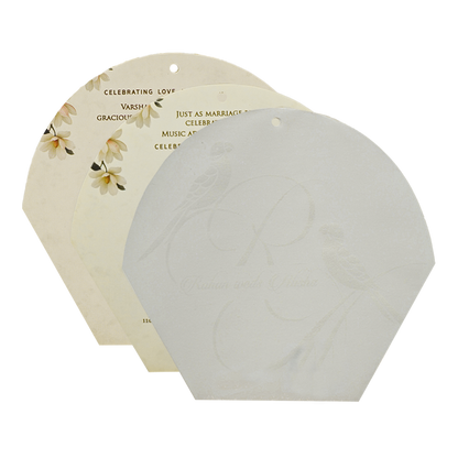 Ivory Cream Floral Laser-cut Wedding Card - KFR16180