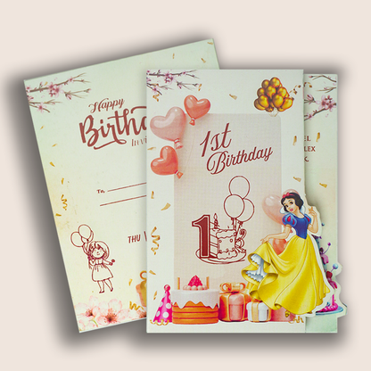 Cream Snow White Birthday Card-KNKRL118