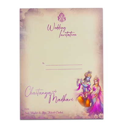 Krishna Radha Floral Padded Wedding Card-KSH72340