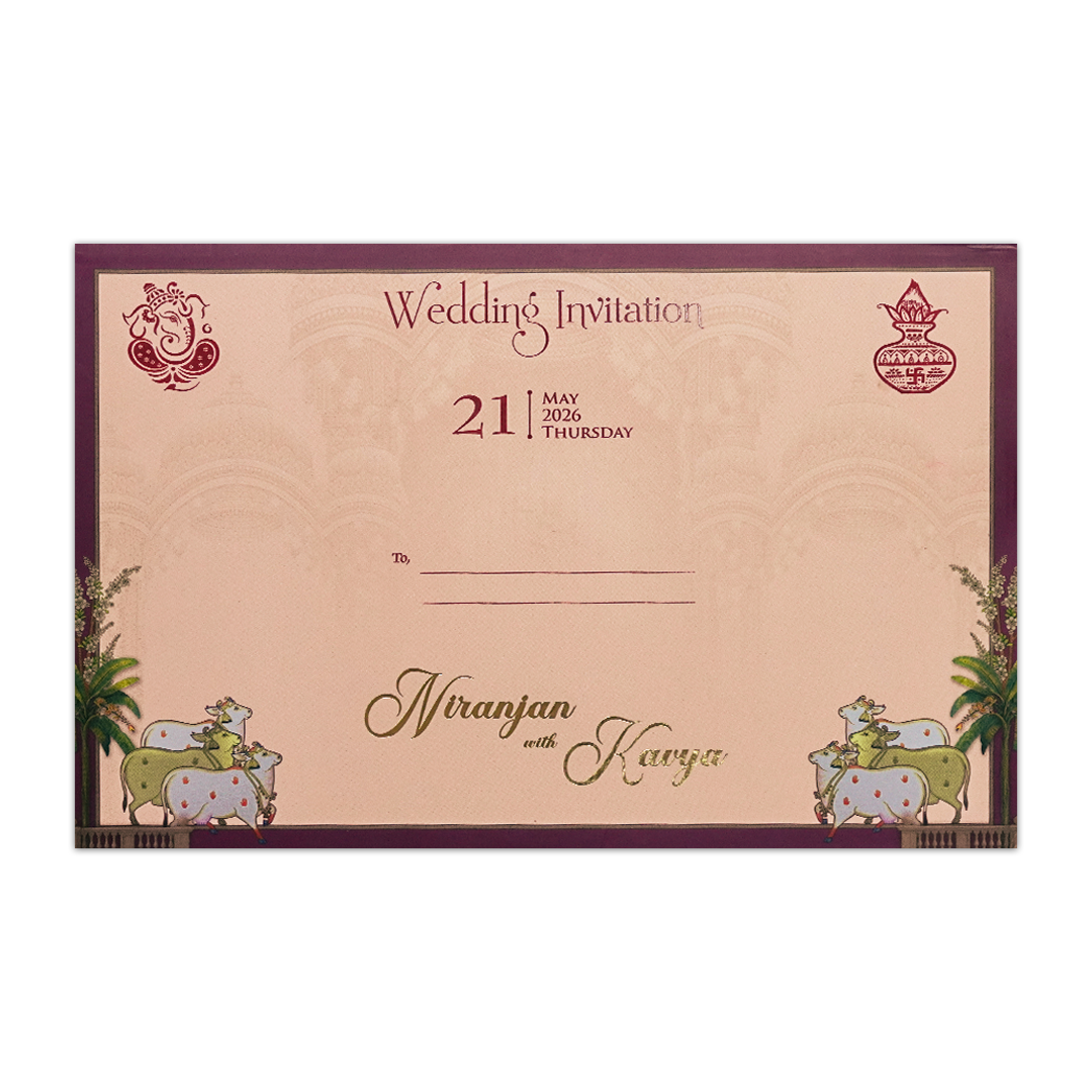 Pink Palace Padded Wedding Invitation Card - KSH72070