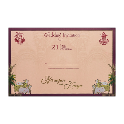 Pink Palace Padded Wedding Invitation Card - KSH72070