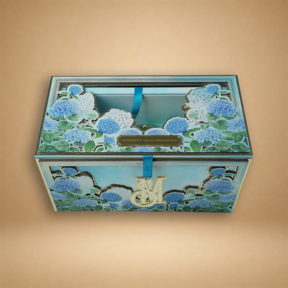 Pastel Blue Premium Floral Luxury Invitation Box - KNLW20244