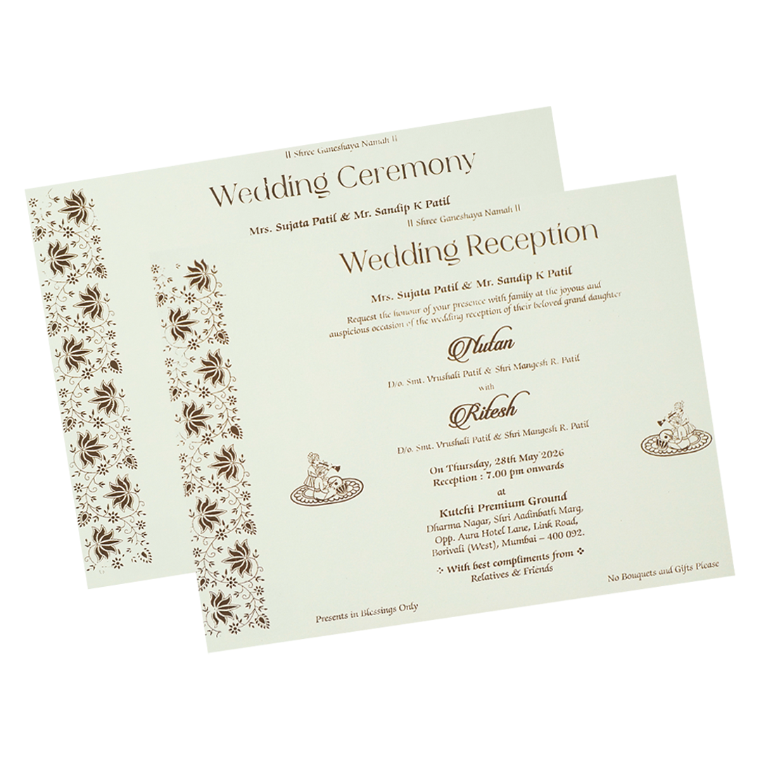 White Floral Medallion Door Padded Wedding Card-KRE28340