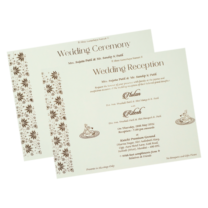 White Floral Medallion Door Padded Wedding Card-KRE28340