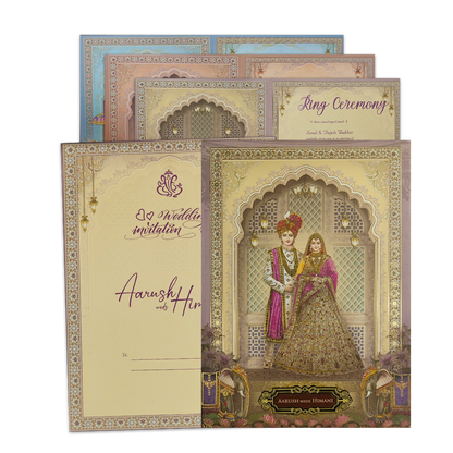 Palace Arch Royal Couple Wedding Card-KSH72380