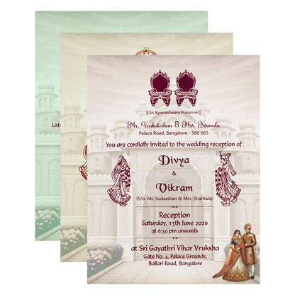 Pink Palace Couple Wedding Card-KNZT2302