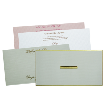 Grey Minimal Padded Classic Wedding Card - KMMWD1147