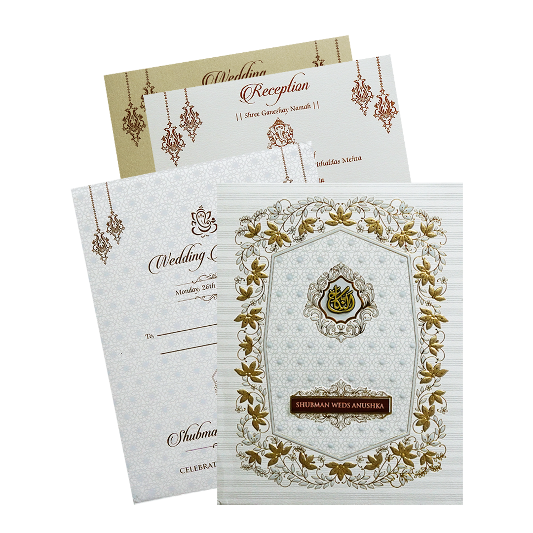 Check out Royal Padded Embossed Floral Wedding Invitation Card at best price. ? WhatsApp Support ? Express Delivery.