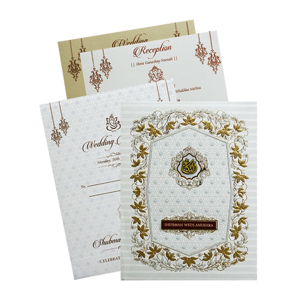 Check out Royal Padded Embossed Floral Wedding Invitation Card at best price. ? WhatsApp Support ? Express Delivery.