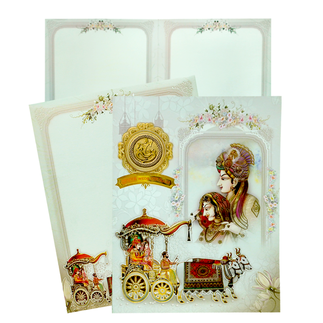 Grey Traditional Indian Wedding Card-King of Cards