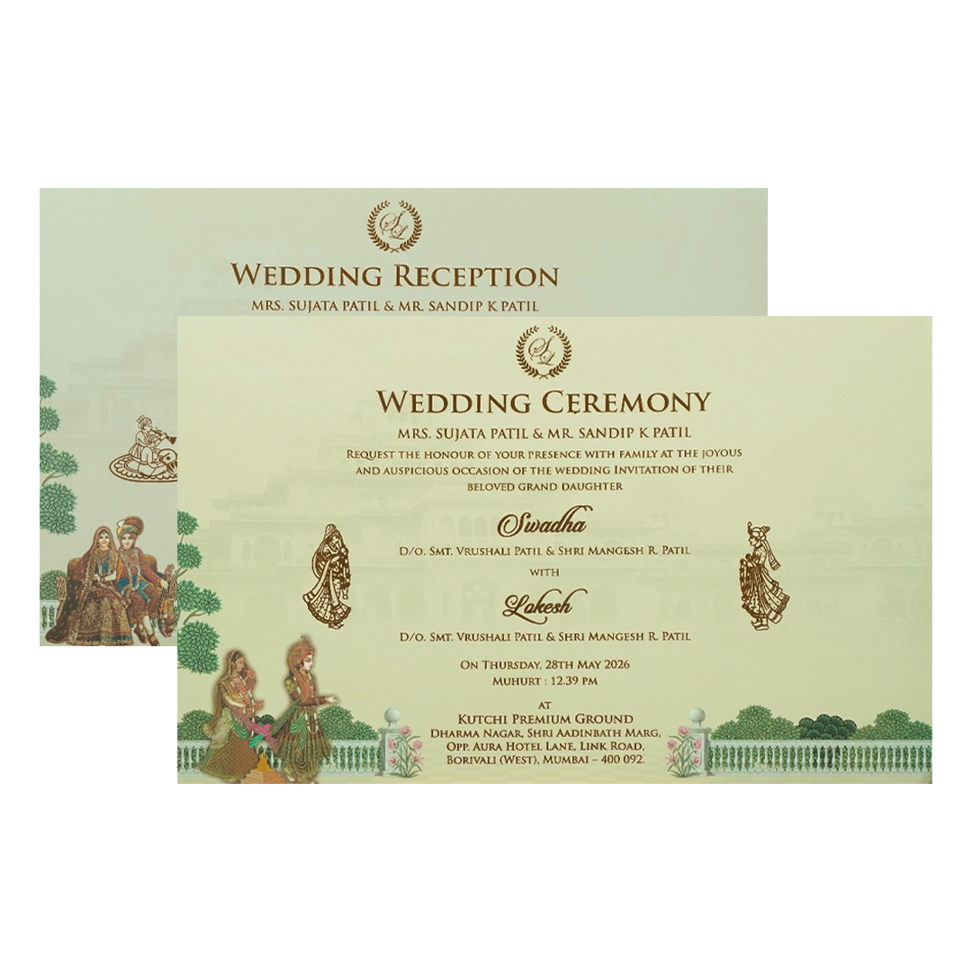 Buy Royal Palace Elephant Procession Padded Wedding Card