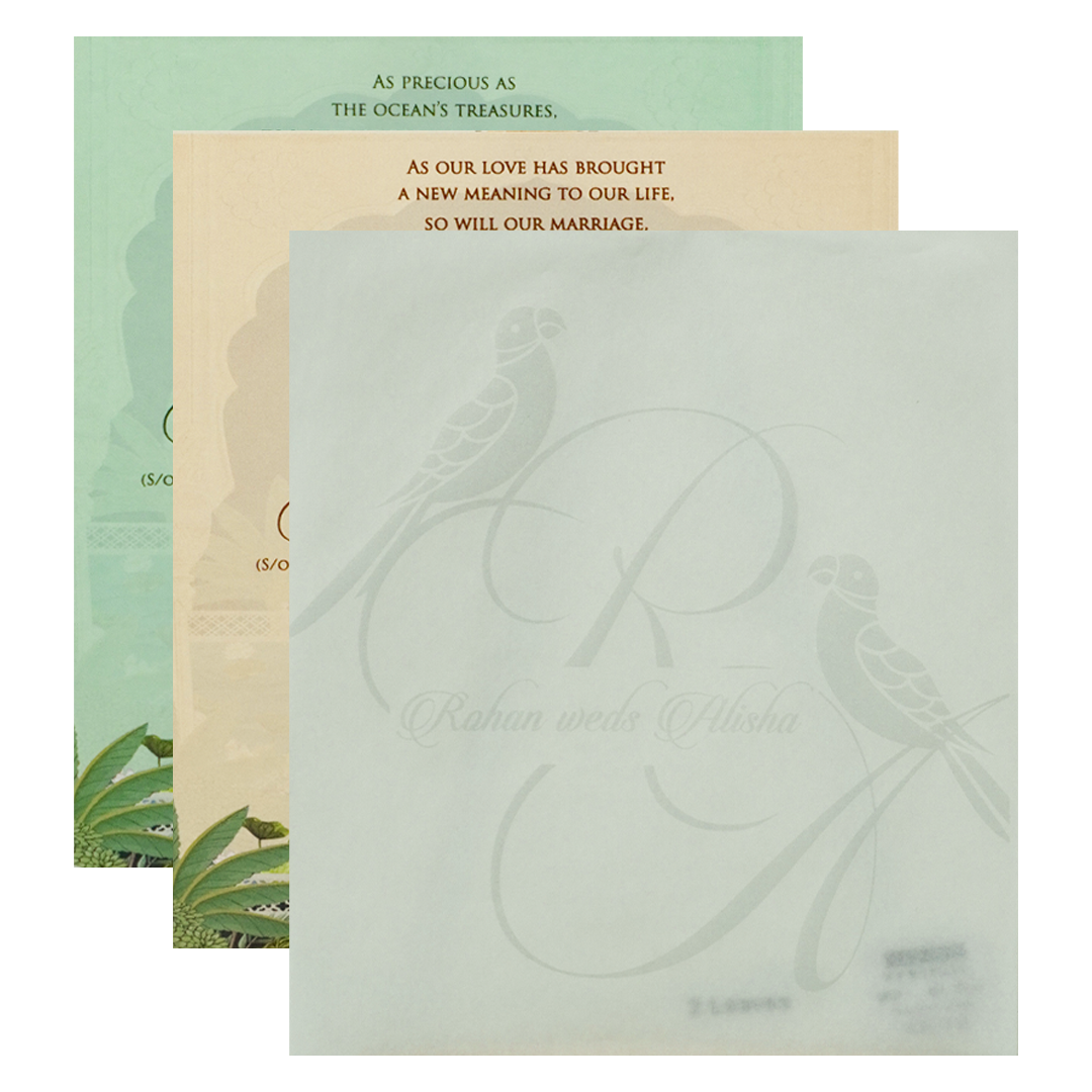 Luxury Cream Garden Laser-Cut Wedding Card - KFR16220