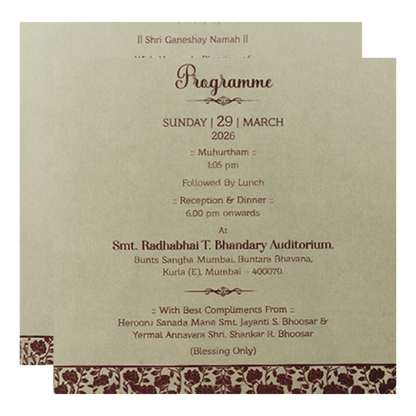 Cream Floral Wedding Card-KSI65000