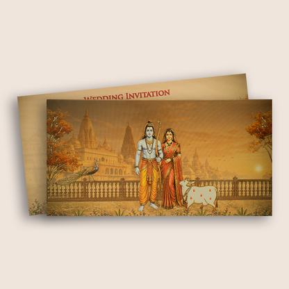 Sandal Lord Rama Sita Floral Invitation Card - KJTS1930