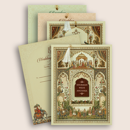 Beige Palace MDF Laser Cut Wedding Invitation Card - KRB10020