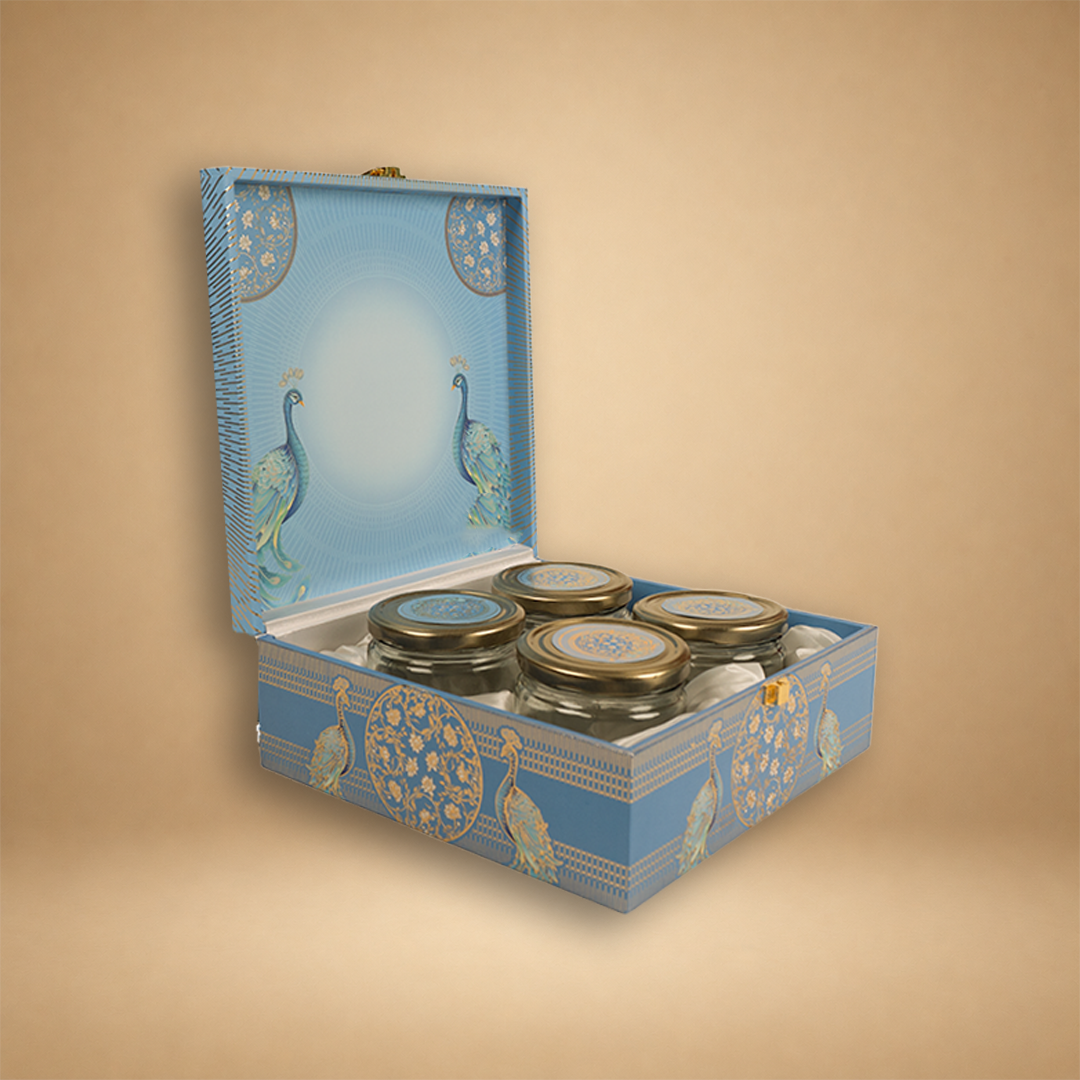 Blue Floral Peacock Luxury Sweet Jar Box - KBX27014
