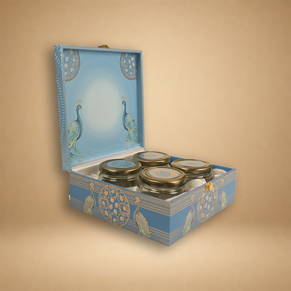 Blue Floral Peacock Luxury Sweet Jar Box - KBX27014