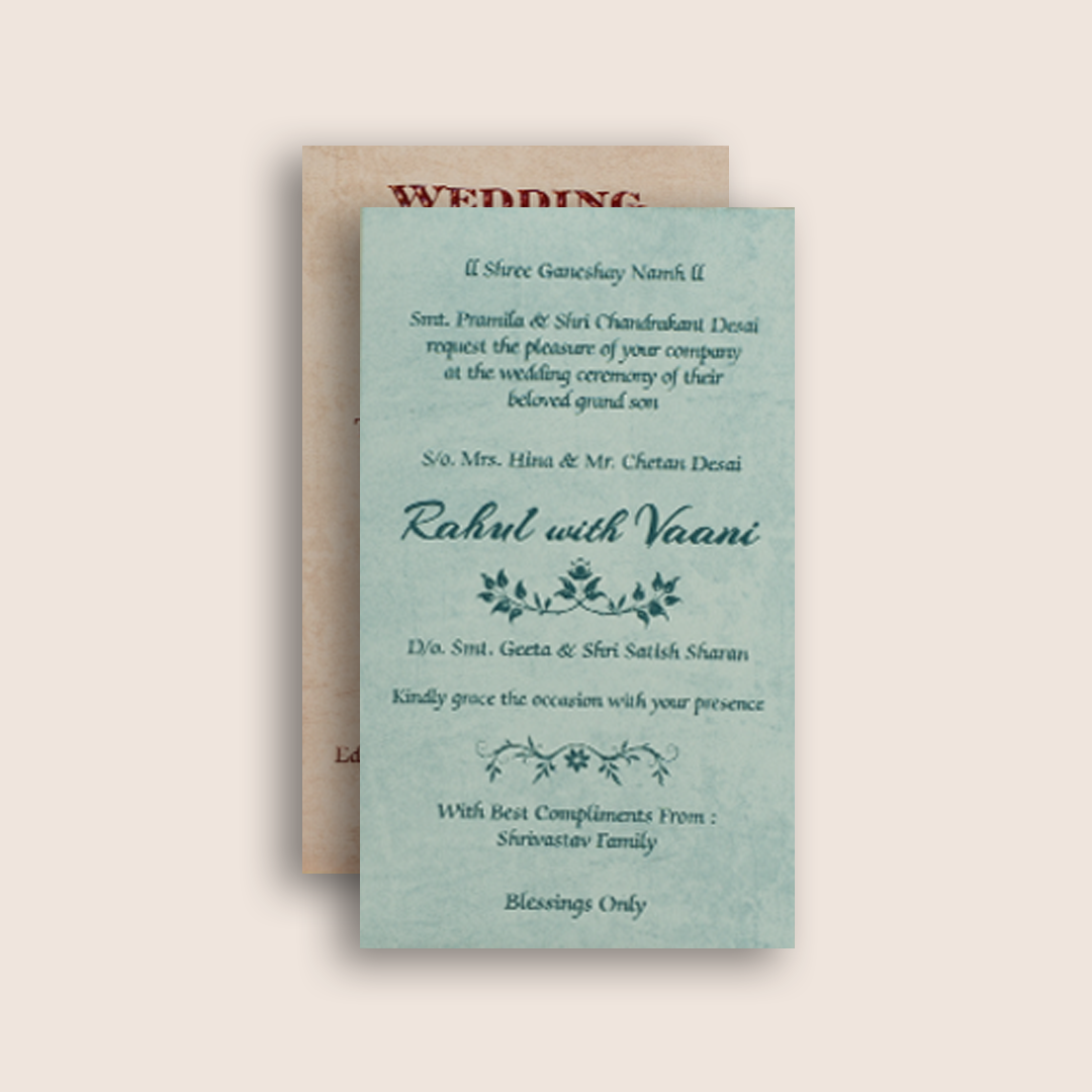 Beige Elegant Floral Wedding Invitation Card - KPR07370